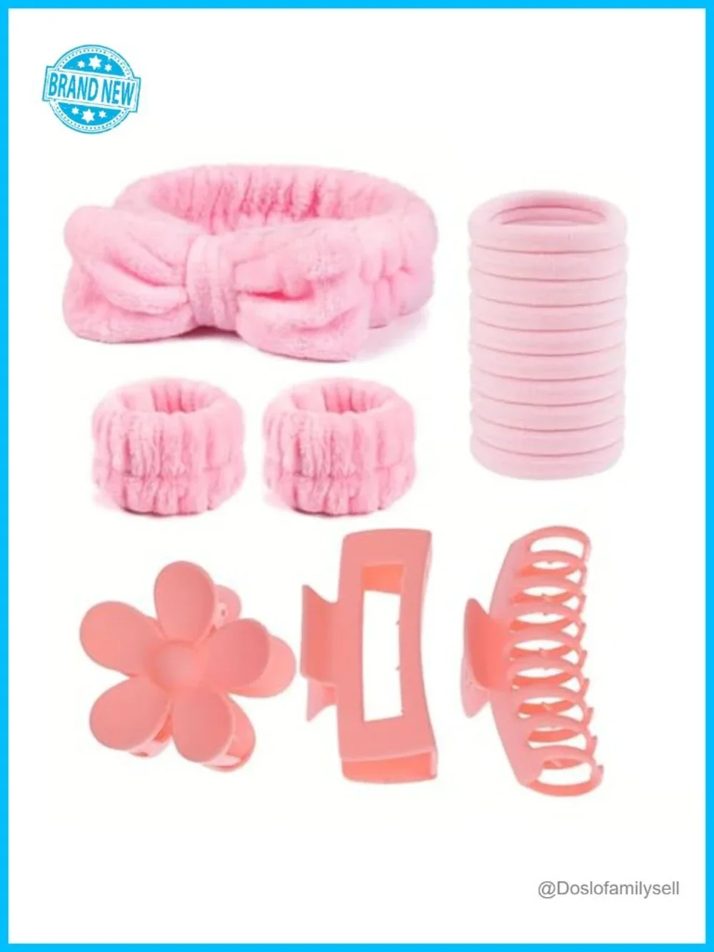 16-Piece Skincare Headband Set with Wristbands, Hair Ties, Clips